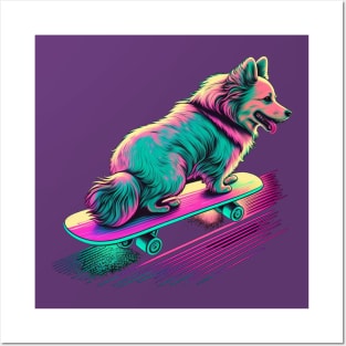 Dog on a Skateboard Posters and Art